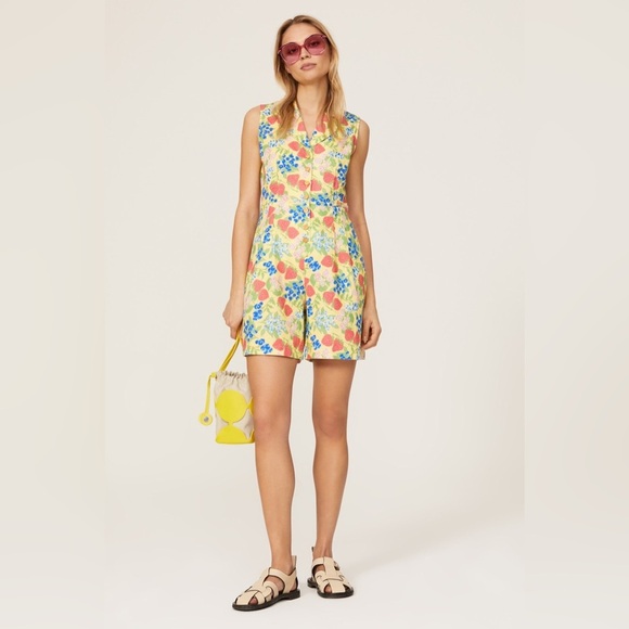Rachel Antonoff Pants - Rachel Antonoff - Kitty Romper - Yellow Fruit pattern summer print - size 2 RTR